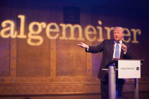 Donald Trump accepts The Algemeiner's Liberty Award. Photo: Sarah Rogers.