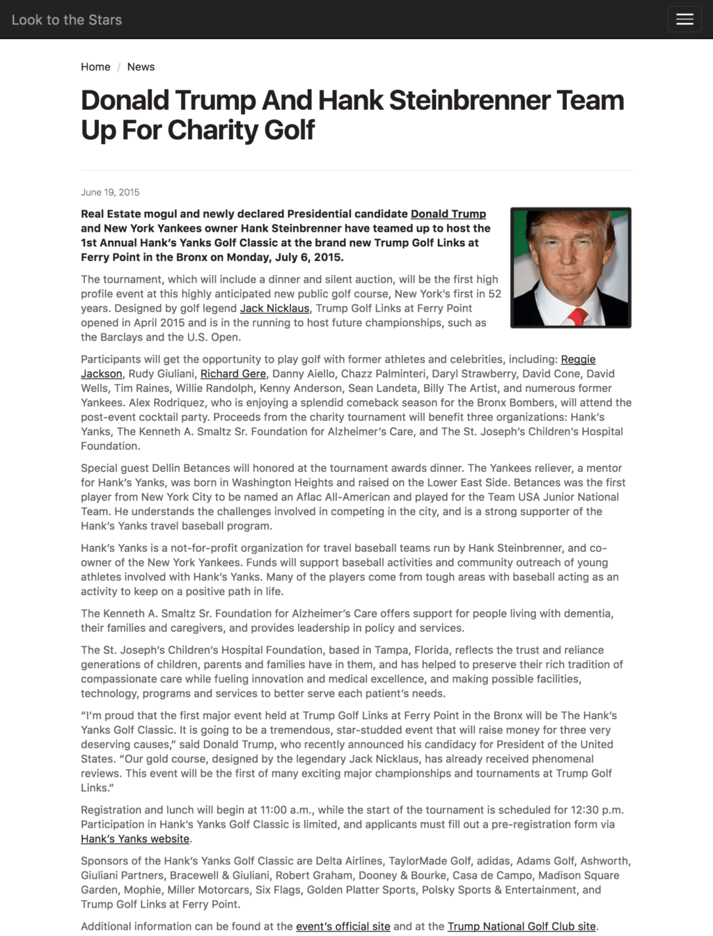 Donald Trump and Hank Steinbrenner Team Up for a Charity Golf Event Held at His Golf Course in the Bronx